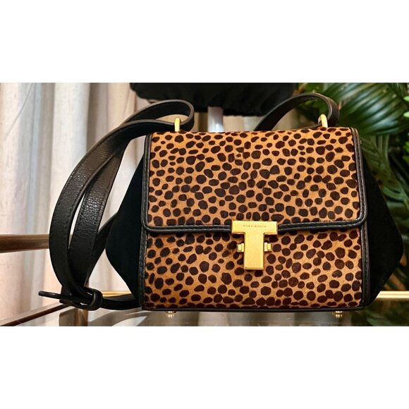 Tory Burch Animal Print Juliette Convertible Crossbody Bag With Gold Hardware & - Picture 1 of 9